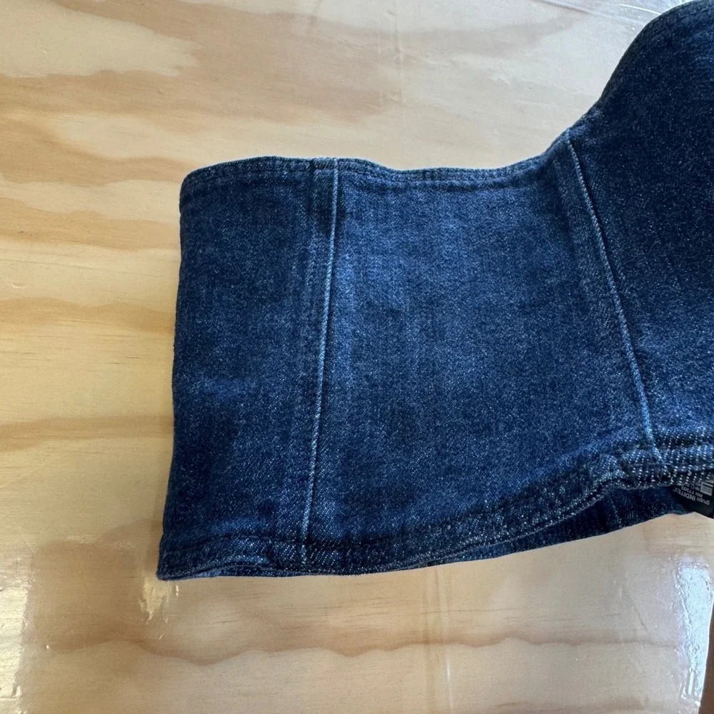 NWT Zara Denim Lace Up Corset Belt Dark Wash Indigo Blue Wide Waist Cincher